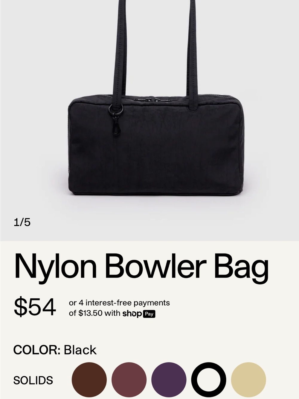 BAGGU Nylon Bowler Bag - Black